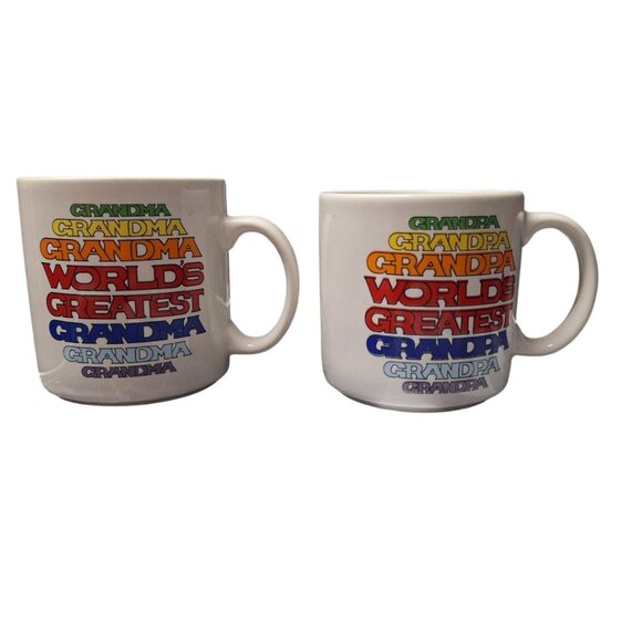Worlds Greatest Grandma Grandpa Mug Set Pair Retro Colorful Gift Grandparents - Picture 5 of 9